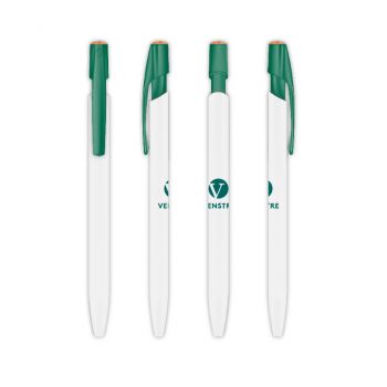 Kulepenn (50pk) - hvit/grønn med logo